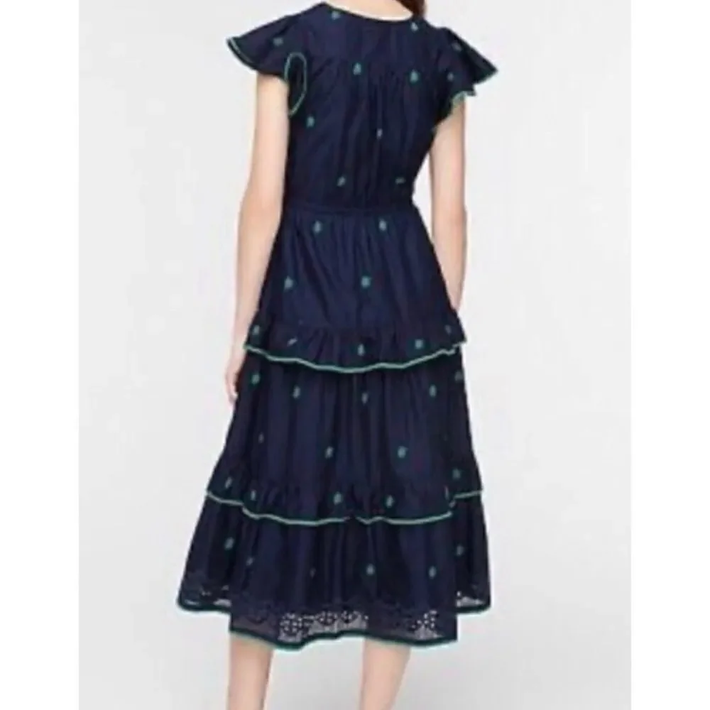 J.Crew Embroidered Midi Dress In Cotton Voile Size 10 / Néw No Tags